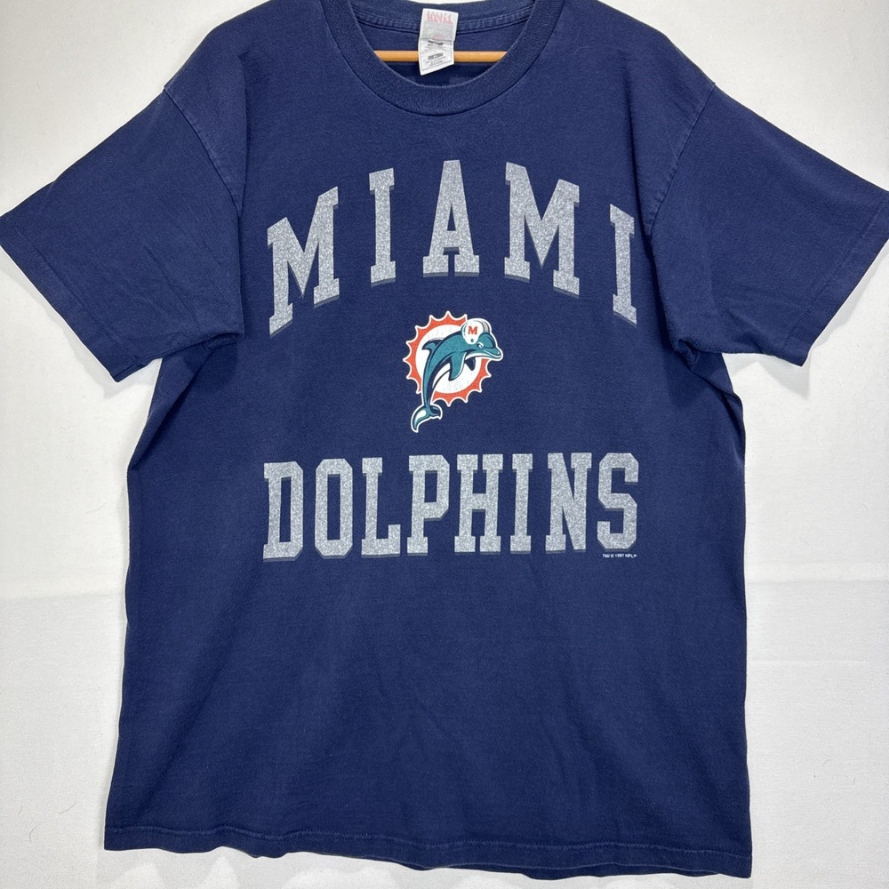 VTG 90s Miami Dolphins T Shirt Men's XL Single Stitch NFLP Fruit of the Loom‎